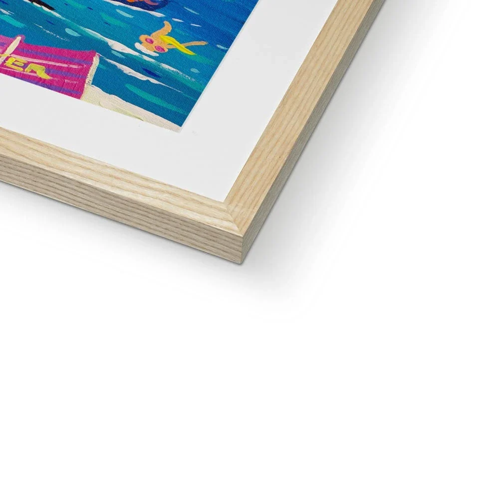 John Dyer Framed Open Edition Cornish Fine Art Print. 'Fun in the Harbour, Newquay'. Cornwall Art Gallery - Image 9