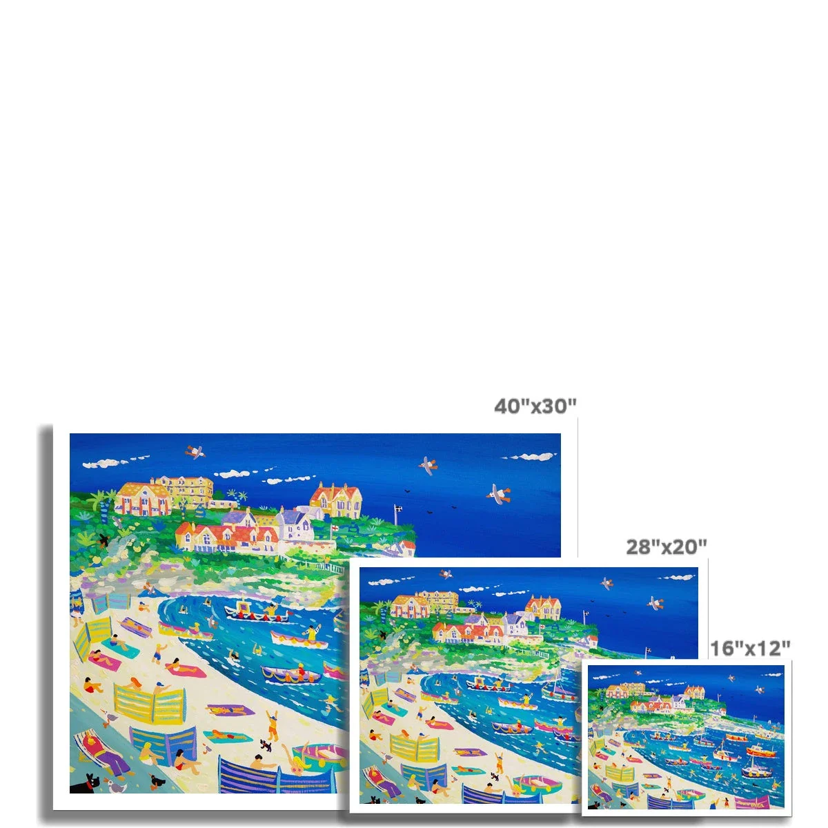 John Dyer Fine Art Print. Open Edition Cornish Art Print. 'Fun in the Harbour, Newquay'. Cornwall Art Gallery - Image 3
