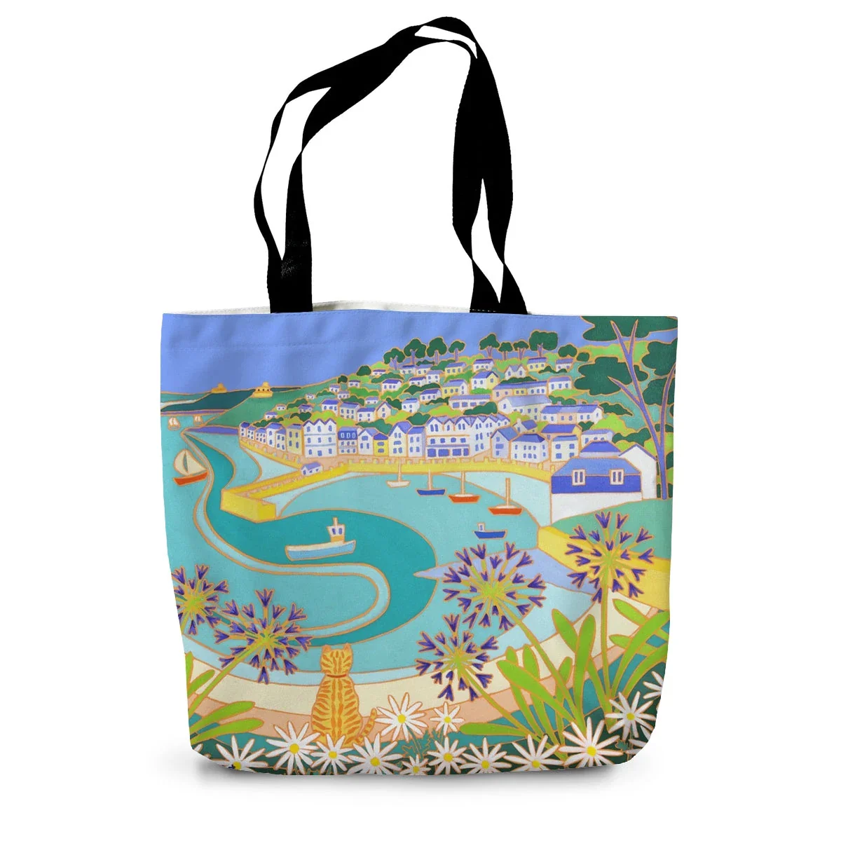 Ginger Cat on the Wall, St Mawes. Joanne Short Canvas Tote Bag - Image 2