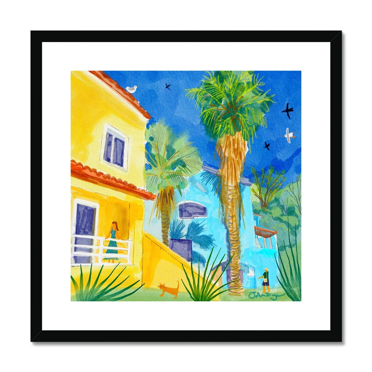 John Dyer Greece Artwork. Framed Open Edition Art Print. 'Sunlit Villa in Govino Bay, Corfu, Greece'. Greek Art Gallery - Image 2