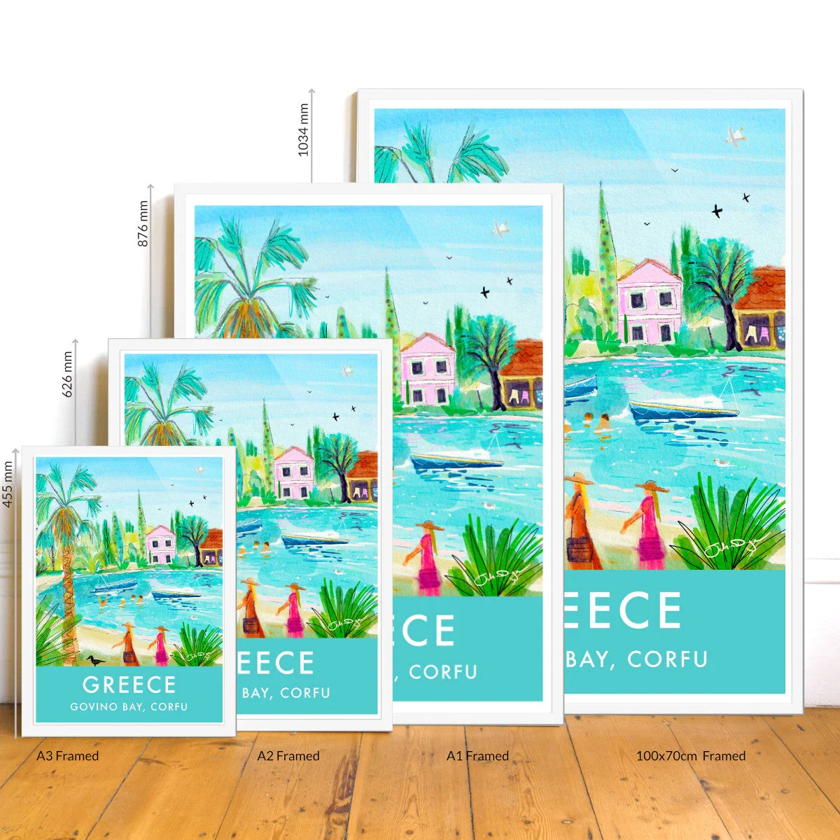 Greece Artwork Wall Art Poster Print by John Dyer. Tranquil Waters of Govino Bay, Corfu, Greece - Image 3