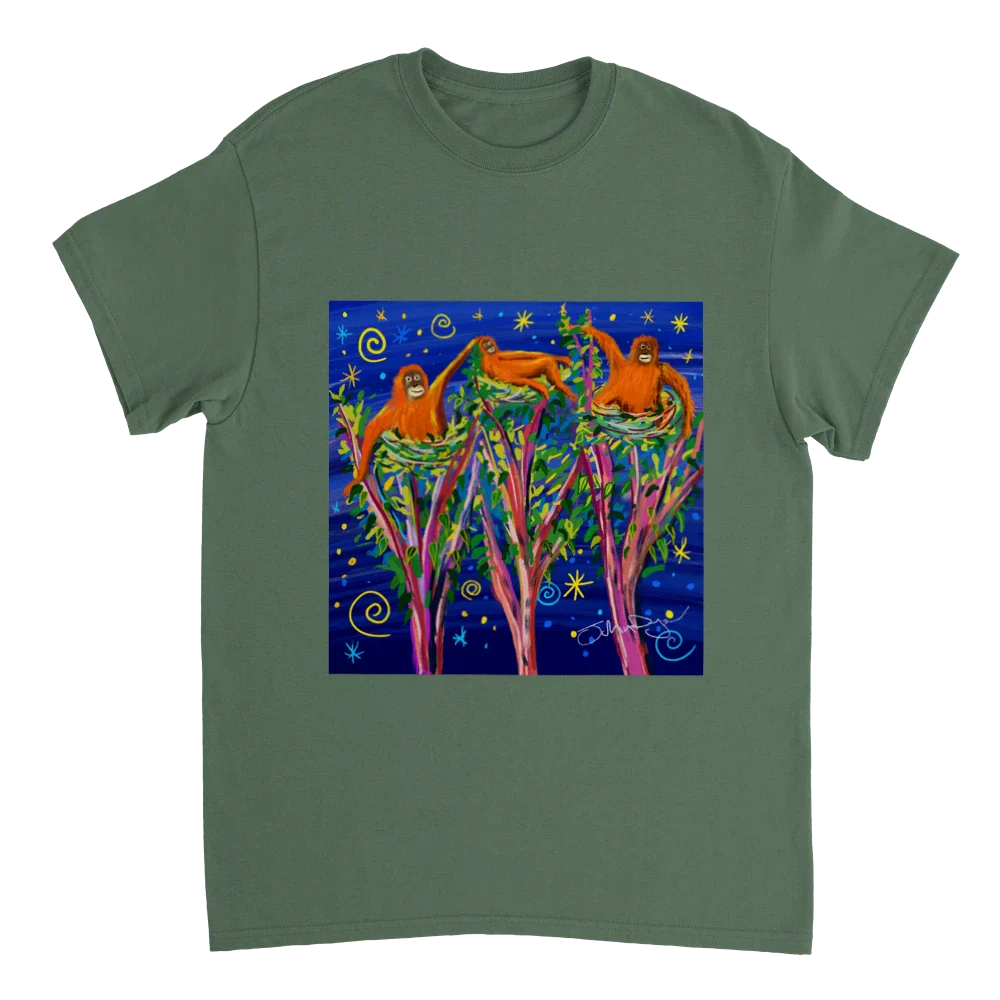 John Dyer Unisex Cornwall Art T-Shirt. Borneo Rainforest Orangutans. Rainforest Art Gallery - Image 2