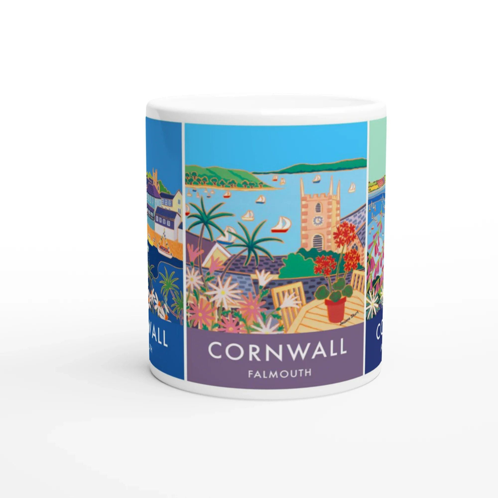 Joanne Short Ceramic Cornish Art Mug featuring Falmouth Harbour and Mylor - Image 6