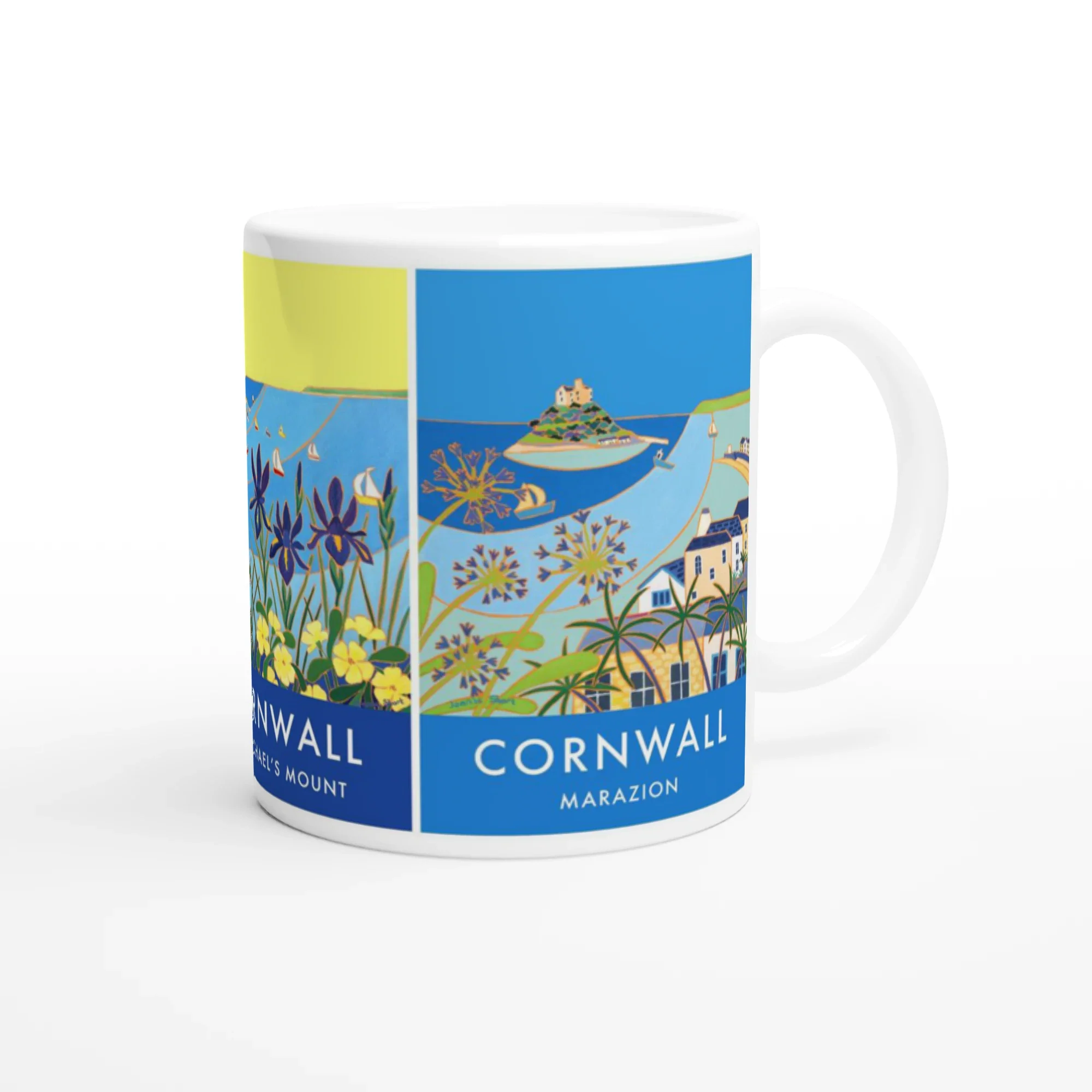 Joanne Short Ceramic Cornish Art Mug featuring St Michael's Mount and Mount's Bay in Cornwall - Image 2