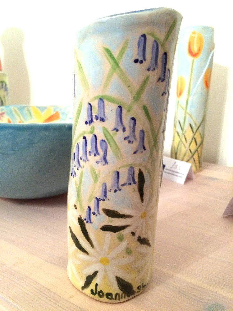 Joanne Short Ceramic Vase Bluebells and Daisies - Image 3
