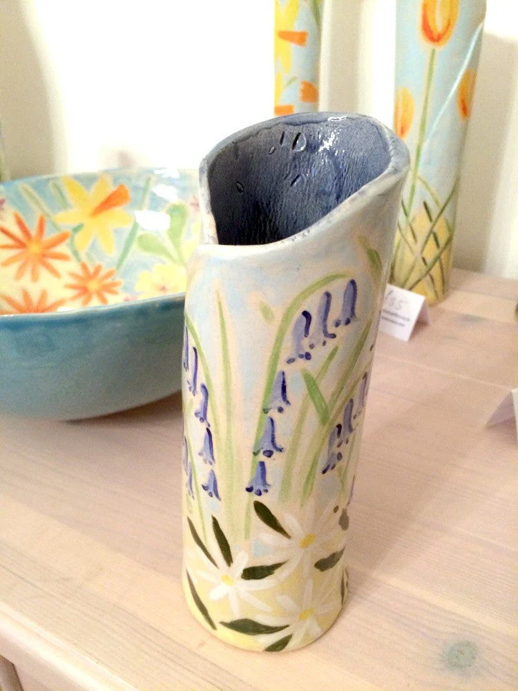 Joanne Short Ceramic Vase Bluebells and Daisies - Image 4