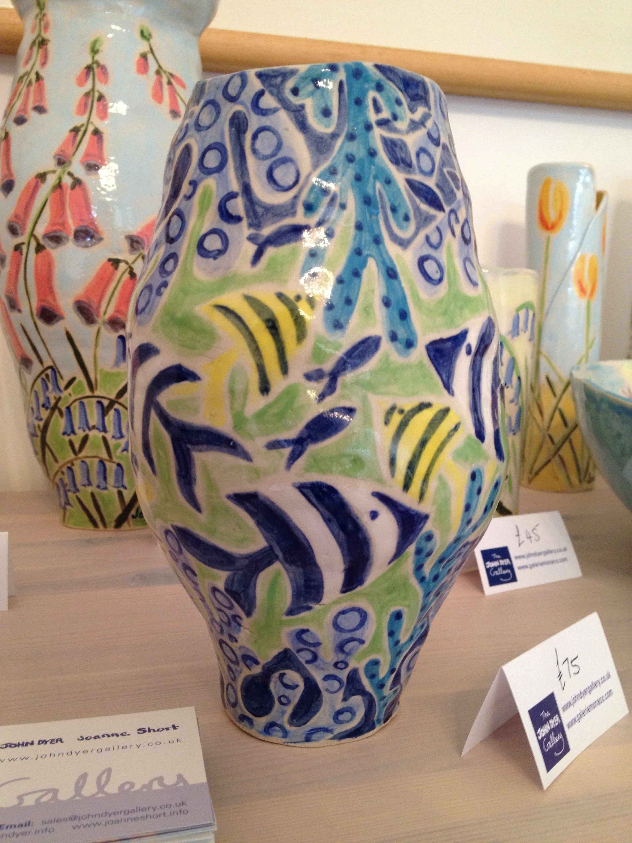 Joanne Short Ceramic Vase. Fish - Image 4