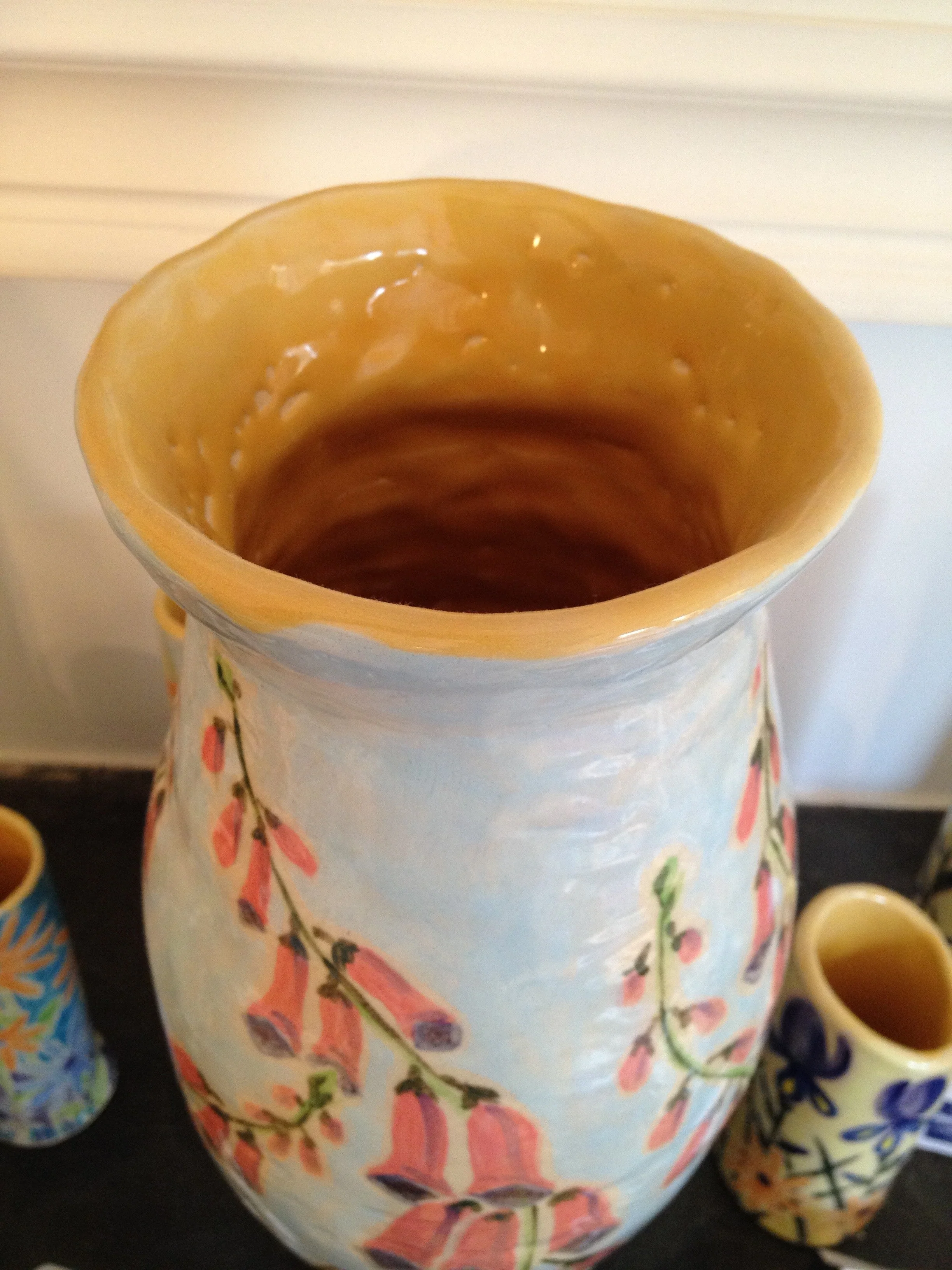 Joanne Short Cornish Ceramic Vase. Bluebells and Foxgloves - Image 3