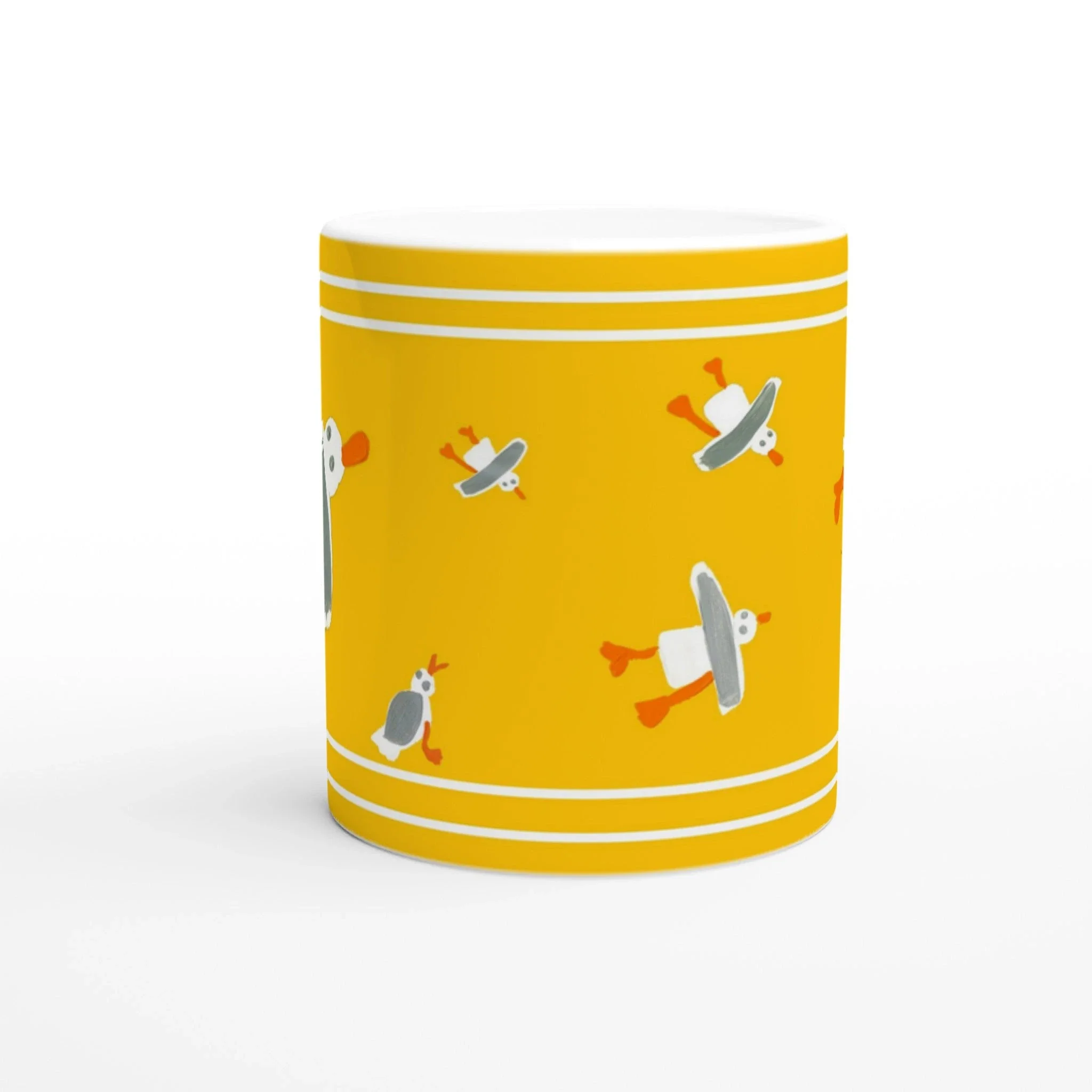 John Dyer Cornish Art Mug with Cornish Seagulls. Sunshine Yellow - Image 3