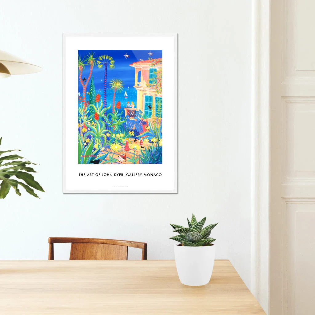 John Dyer Art Poster Print. Gallery Monaco Range. 'Chasing Butterflies in the Garden, Menton'. Côte d'Azur Art France - Image 6