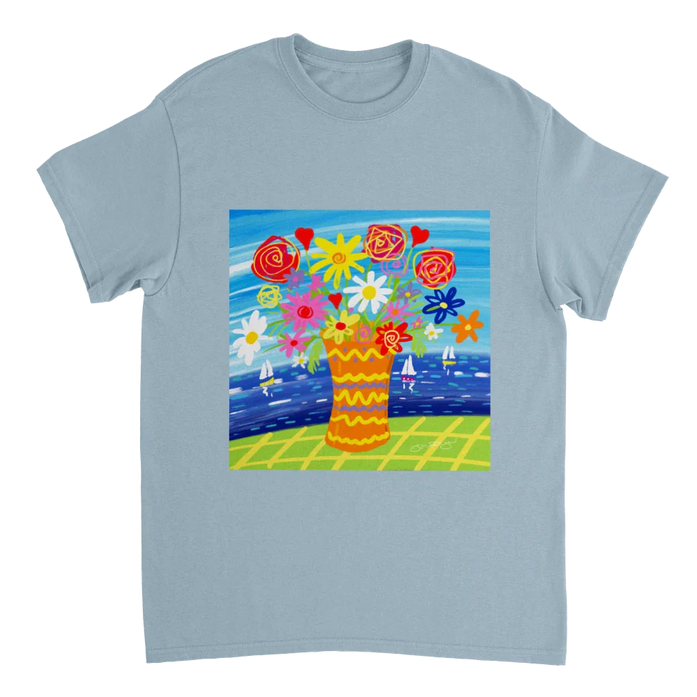 John Dyer Unisex Cornwall Art T-Shirt. 'Colourful Seaside Flowers'. Cornwall Art Gallery - Image 4