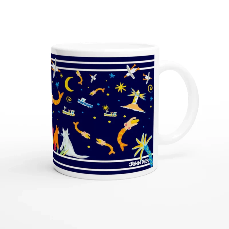 John Dyer Ceramic Cornish Art Mug . Summertime Nights Cornwall. - Image 2