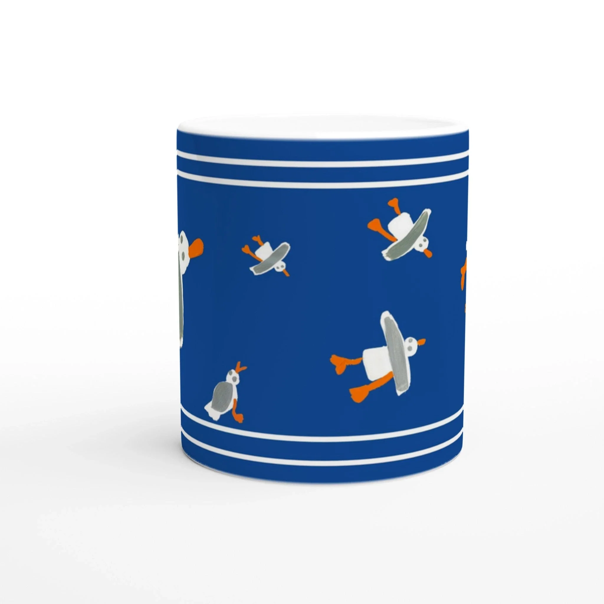 John Dyer Ceramic Cornish Art Mug with Cornish Seagulls. Blue - Image 3