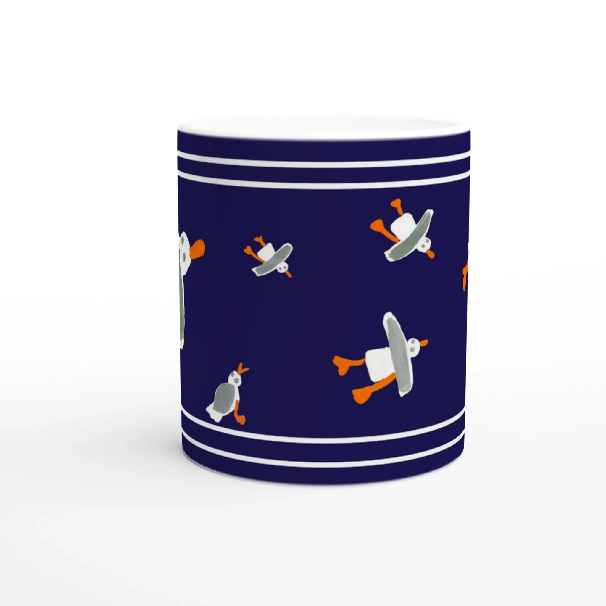 John Dyer Ceramic Cornish Art Mug with Cornish Seagulls. Deep Blue - Image 3
