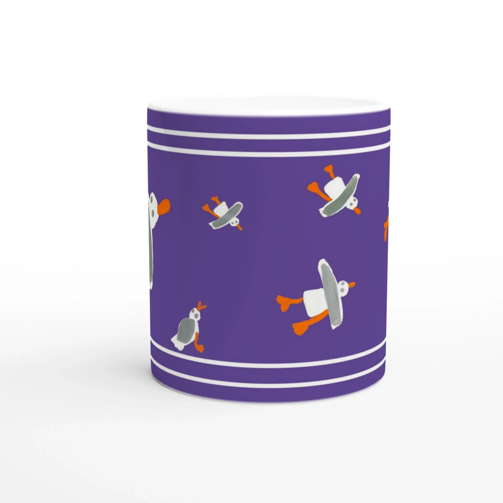 John Dyer Ceramic Cornish Art Mug with Cornish Seagulls. Purple - Image 4