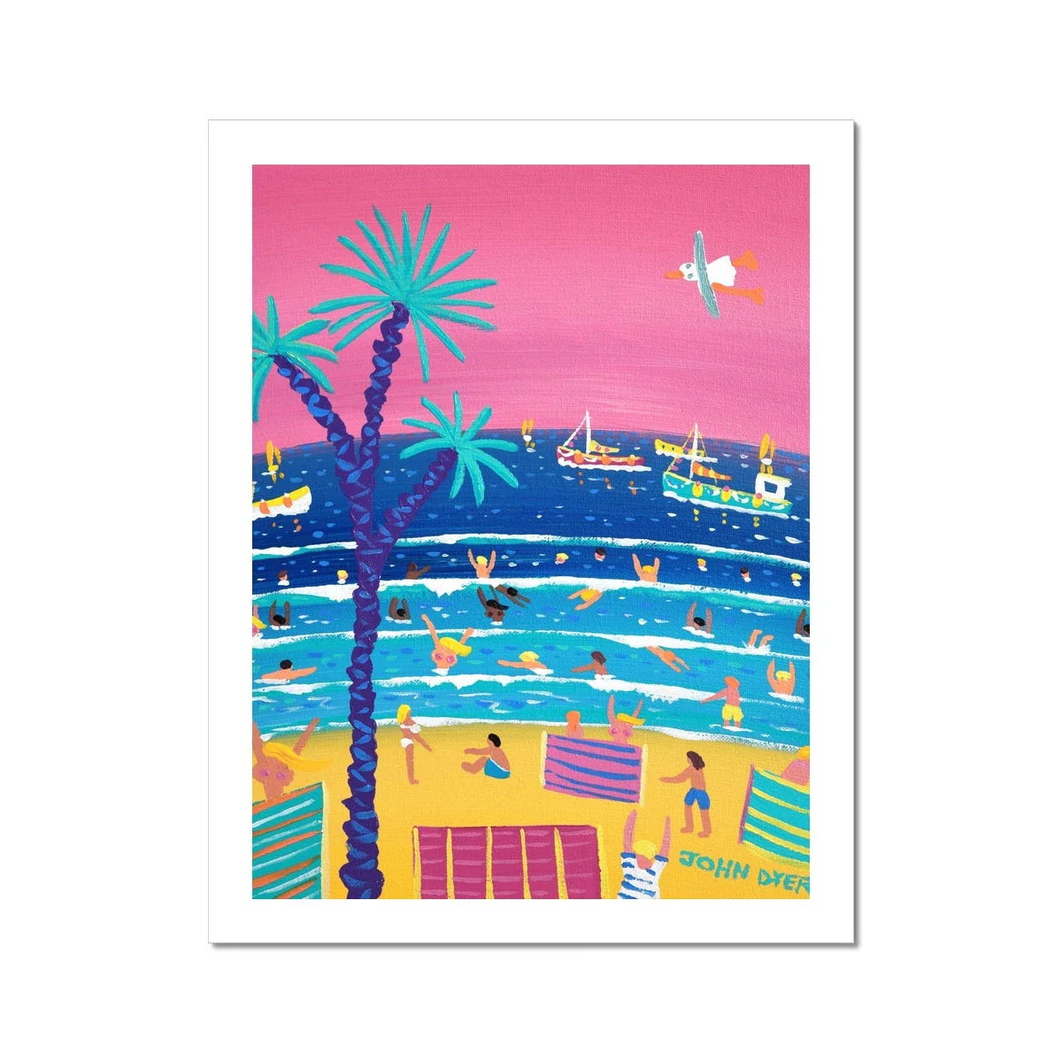 John Dyer Fine Art Beach Print. Open Edition Cornish Art Print. 'Evening Skies on a Hot Summer Day St Ives Beach'. Cornwall Coastal Art