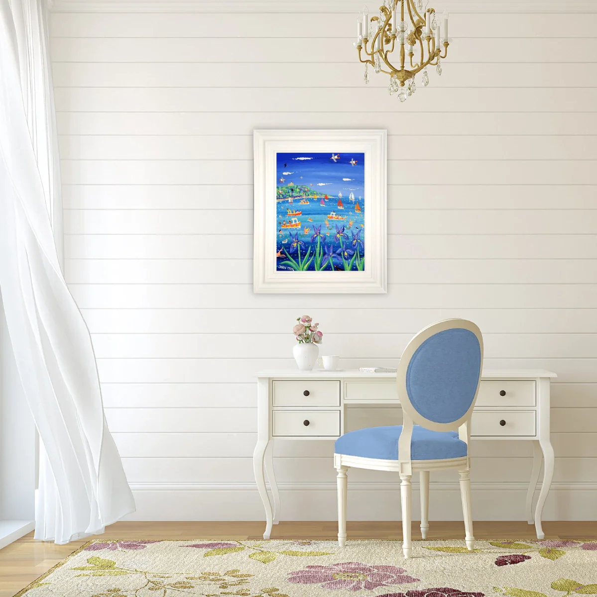 John Dyer Painting. Blue Irises and Mermaids, Castle Beach, Falmouth - Image 5