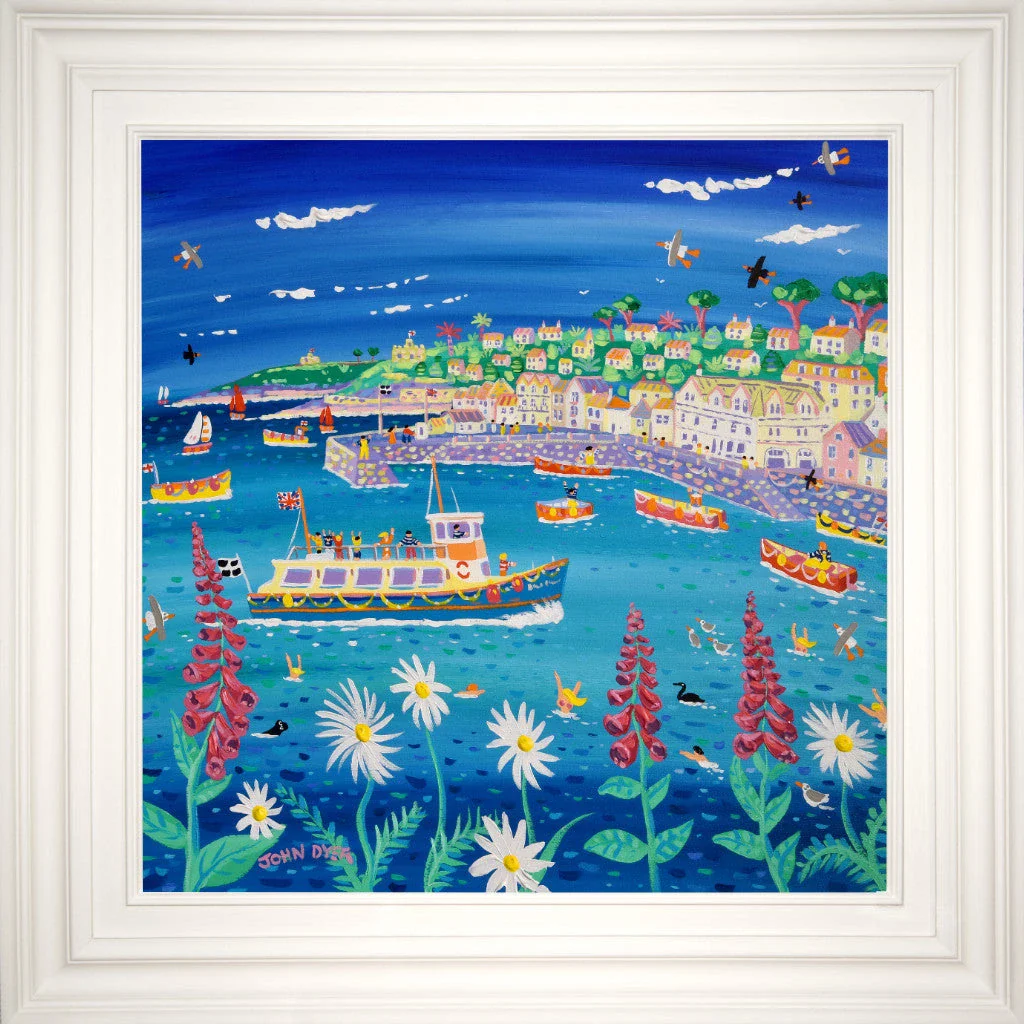 John Dyer Painting. Ferry Fun and Foxgloves, St Mawes.
24 x 24 inches, acrylic on canvas - Image 2