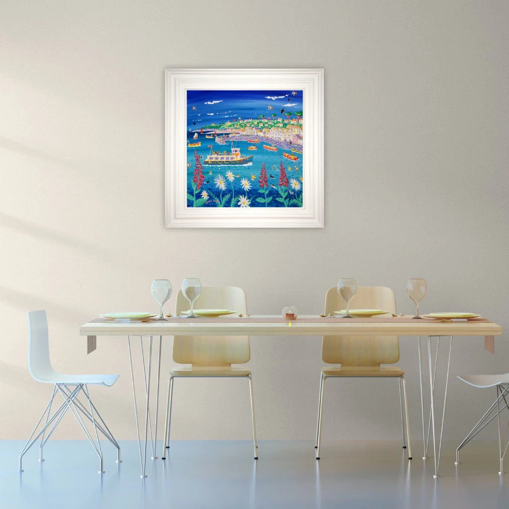 John Dyer Painting. Ferry Fun and Foxgloves, St Mawes.
24 x 24 inches, acrylic on canvas - Image 3