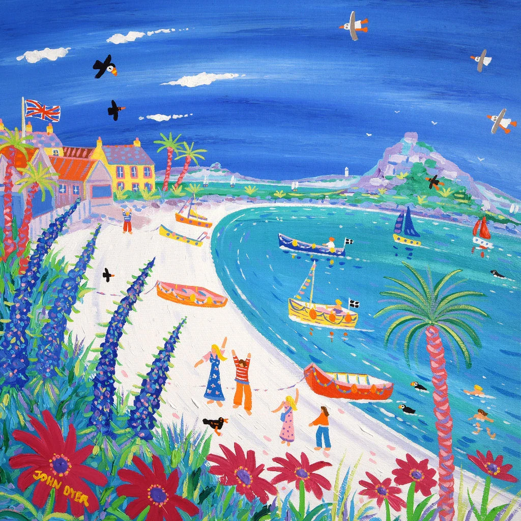 John Dyer Painting. Holiday Time, Old Grimsby, Tresco.
24 x 24 inches, acrylic on canvas