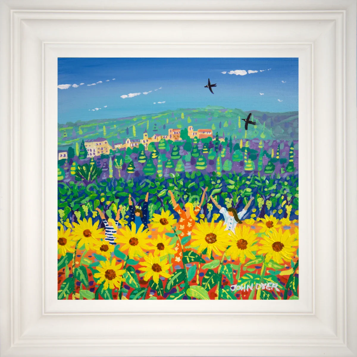 John Dyer Painting. Jumping in the Sunflowers, Ménerbes, Provence - Image 2