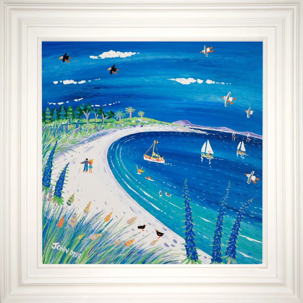 John Dyer Painting. Sparkling Blue Sea, Pentle Bay, Tresco.  24 x 24 inches, acrylic on canvas - Image 2