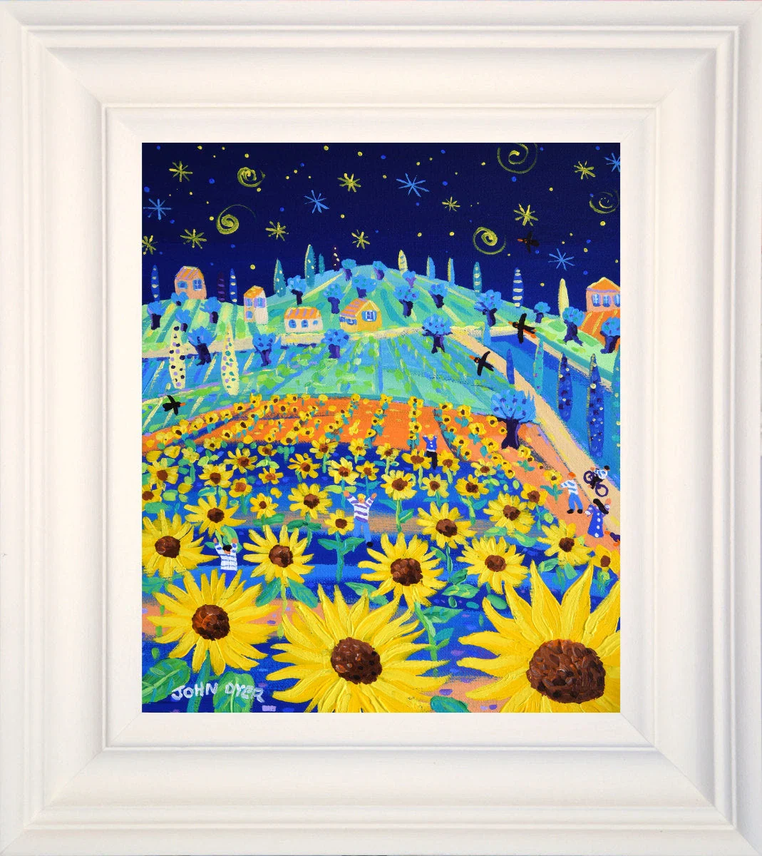 John Dyer Painting. Sunflowers and Stars. 12 x 10 inches acrylic on canvas - Image 2