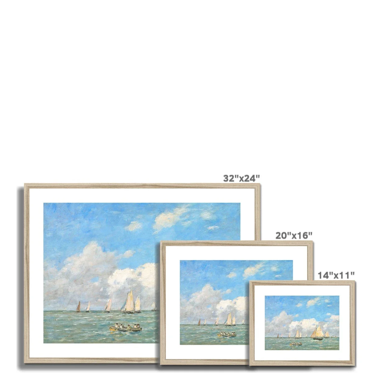 'La Sortie des Barques à Trouville' by Eugène Boudin. Framed Open Edition Fine Art Print. Historic Art - Image 6
