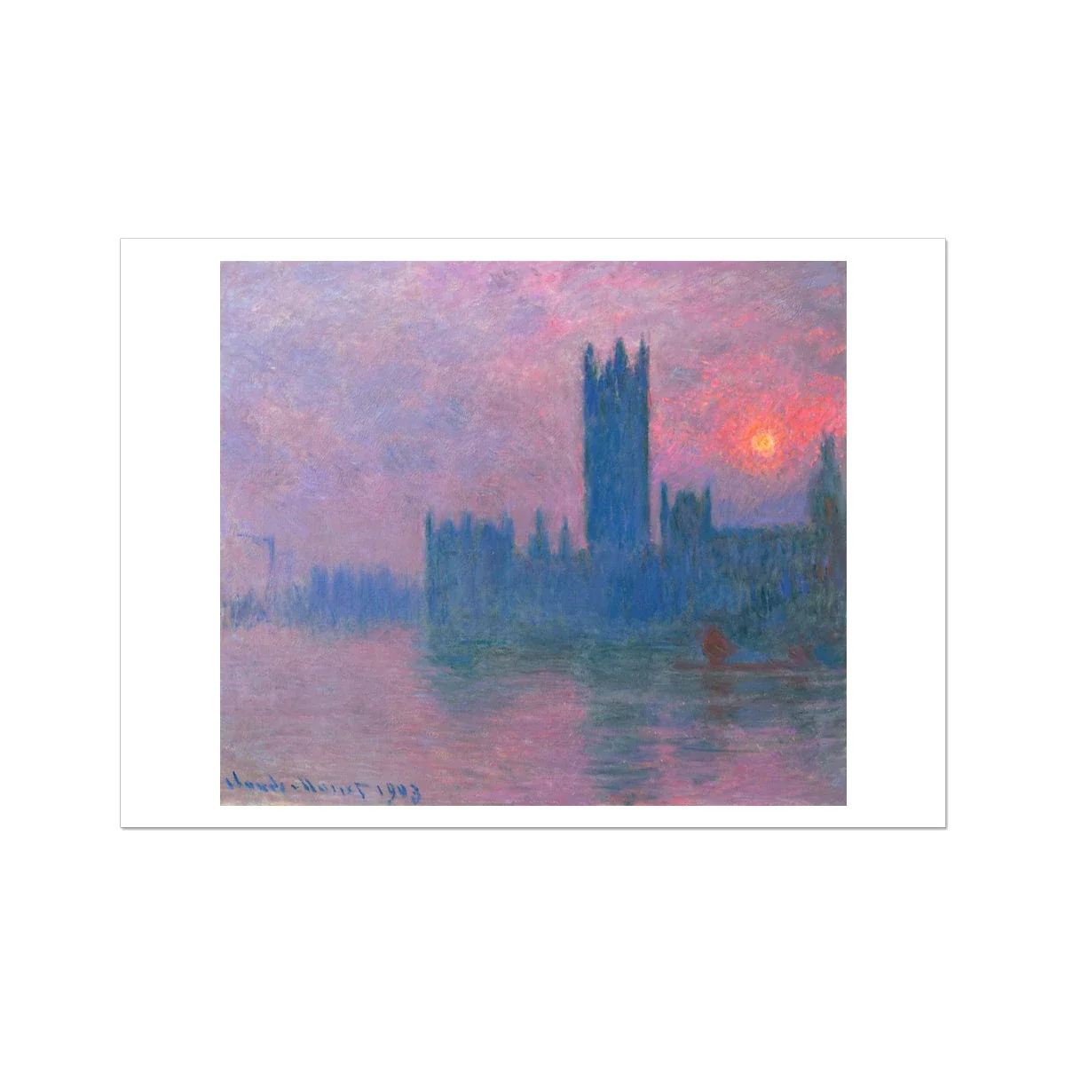 'Le Parlement, Soleil Couchant' (Parliament, Sunset - London) by Claude Monet. Open Edition Fine Art Print. Historic Art