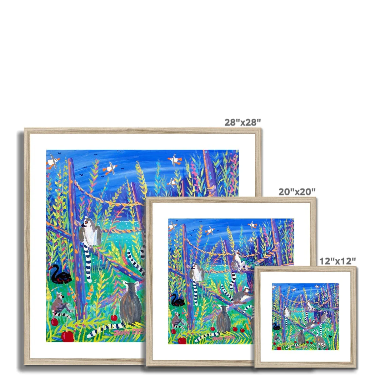 John Dyer Ring Tailed Lemurs eating Cherries. Framed Open Edition Jungle Fine Art Print. Animal Art Prints - Image 12