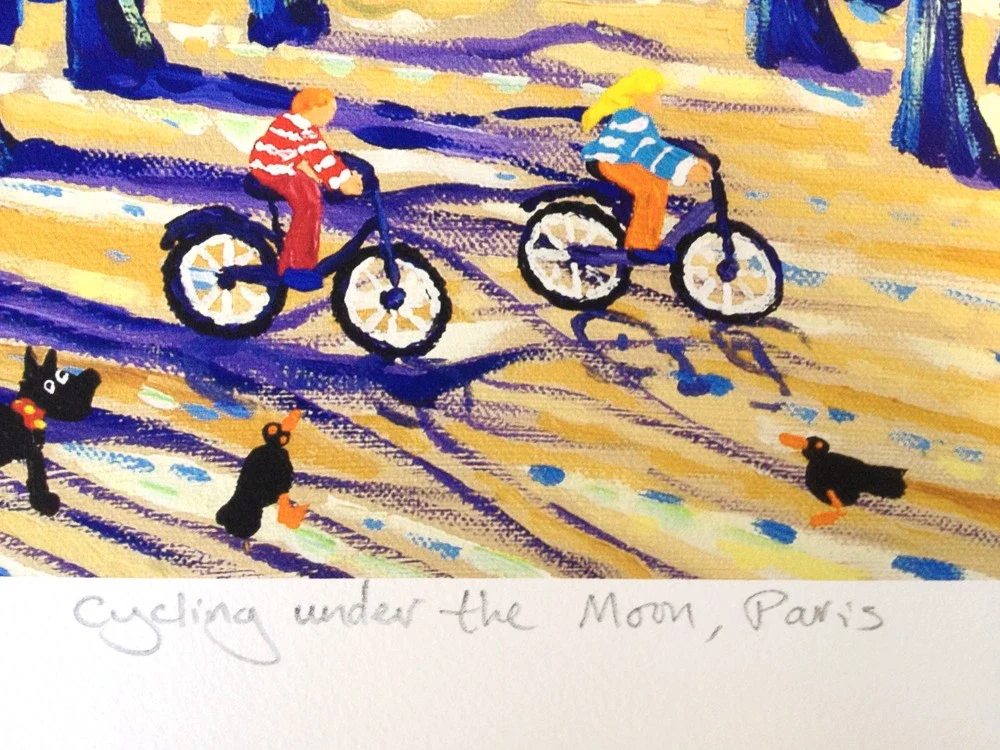 Limited Edition Print. 'Cycling under the Moon, Paris'.  By Artist John Dyer - Image 7