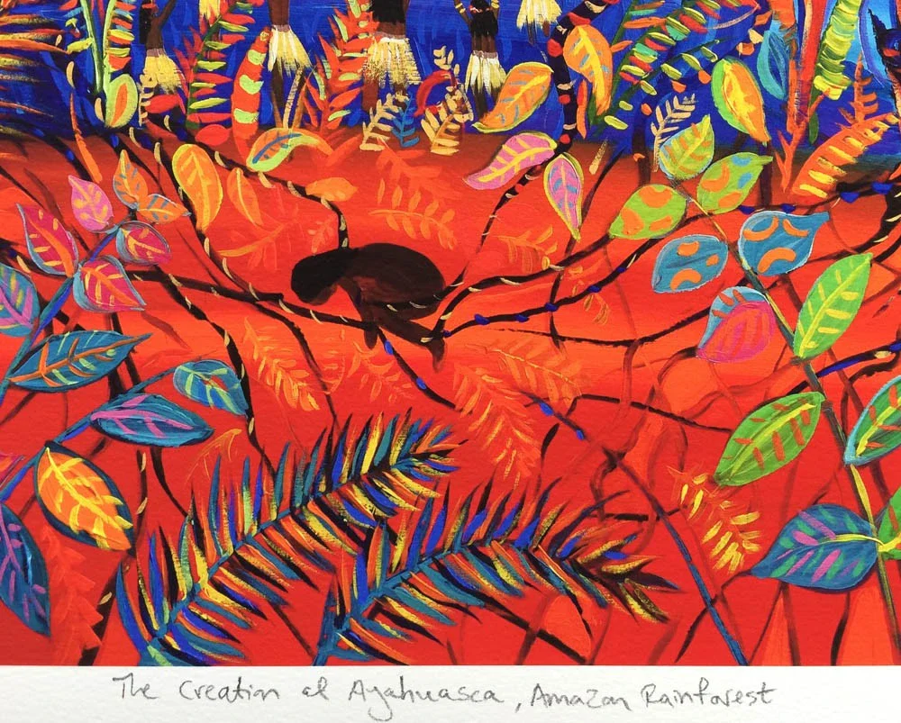 Limited Edition Print by artist John Dyer. The Creation of Ayahuasca in the Amazon Rainforest. Eden Project Artist in Residence - Image 3