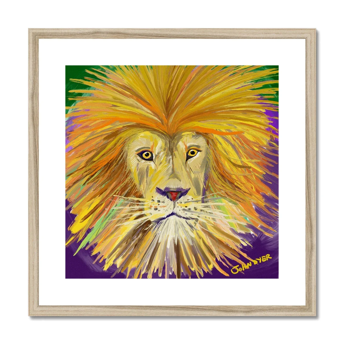 John Dyer African Lion Face Framed Open Edition Jungle Fine Art Print. Animal Art Prints - Image 3