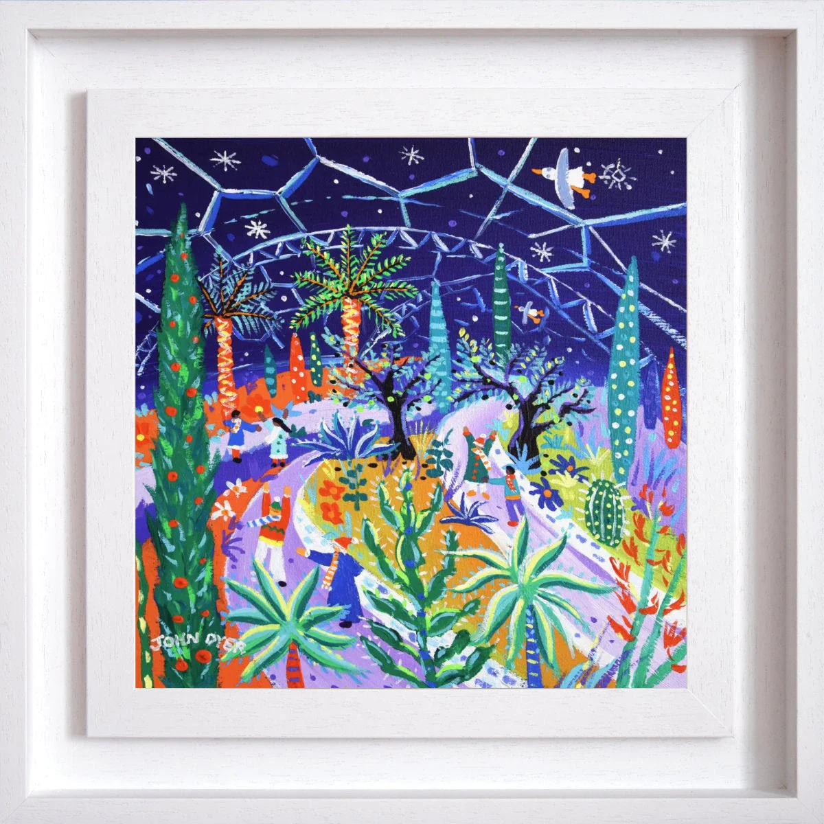 'Mediterranean Festive Fun, Eden Project'. 12 x 12 inches acrylic on canvas. Painting of the Eden Project by John Dyer - Image 2