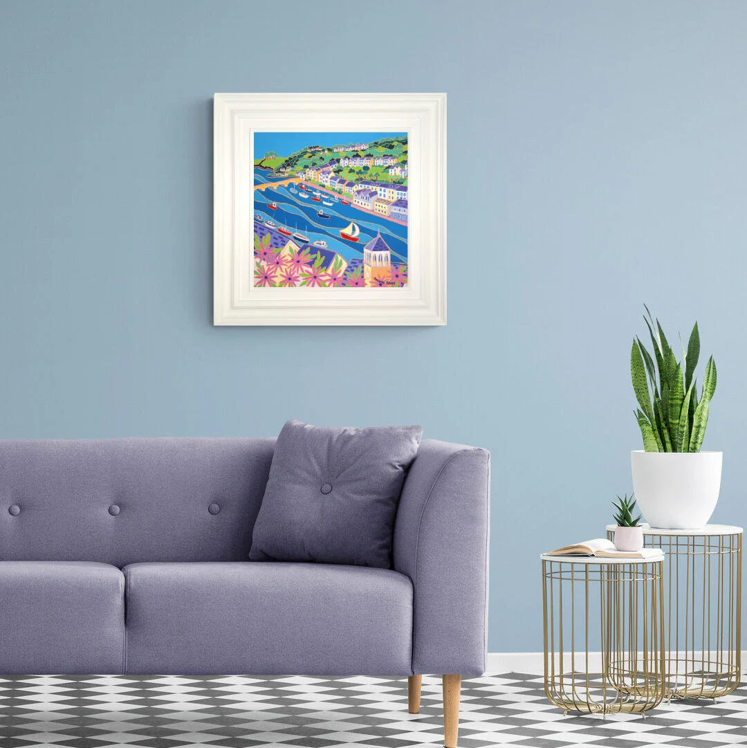 Original Cornish Painting by Joanne Short. 'Boats on the River, Looe'. 18 x 18 inches oil on canvas. Cornwall Art Gallery - Image 3