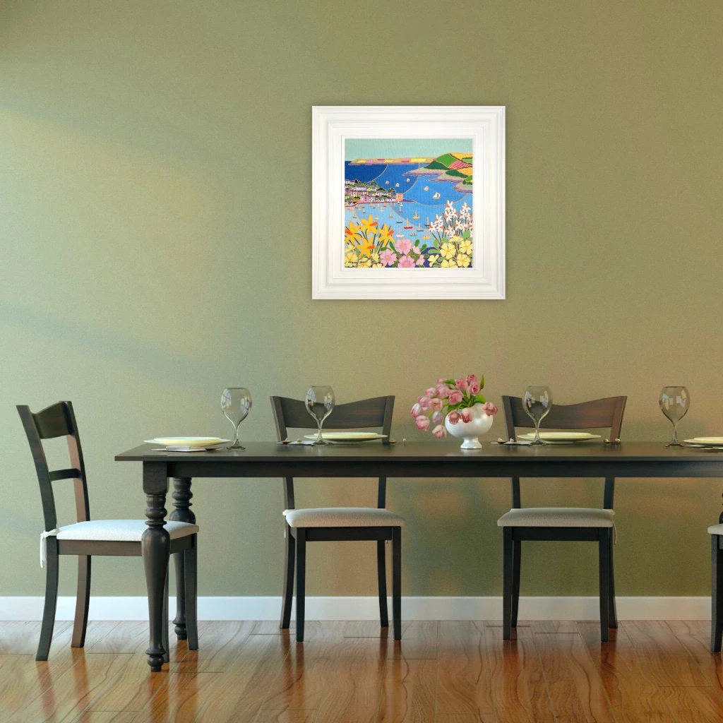 Cornwall Gallery Painting by Joanne Short. 'Spring Flowers Polruan'.  18 x 18 inches, oil on canvas - Image 4