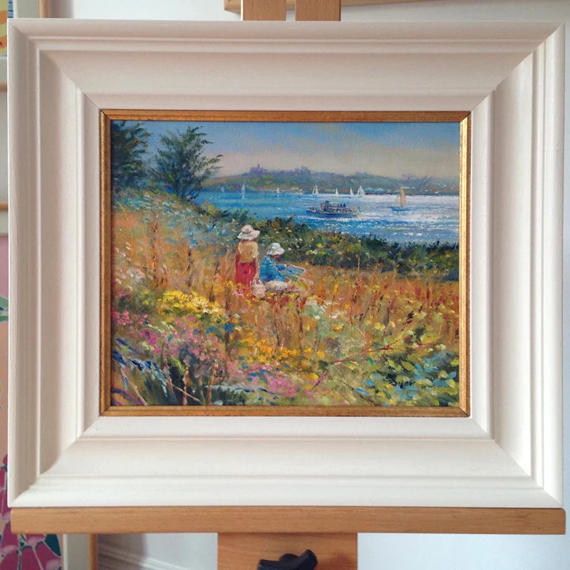 Original Painting by Ted Dyer. Painting and Picnicking. St Mawes - Image 2