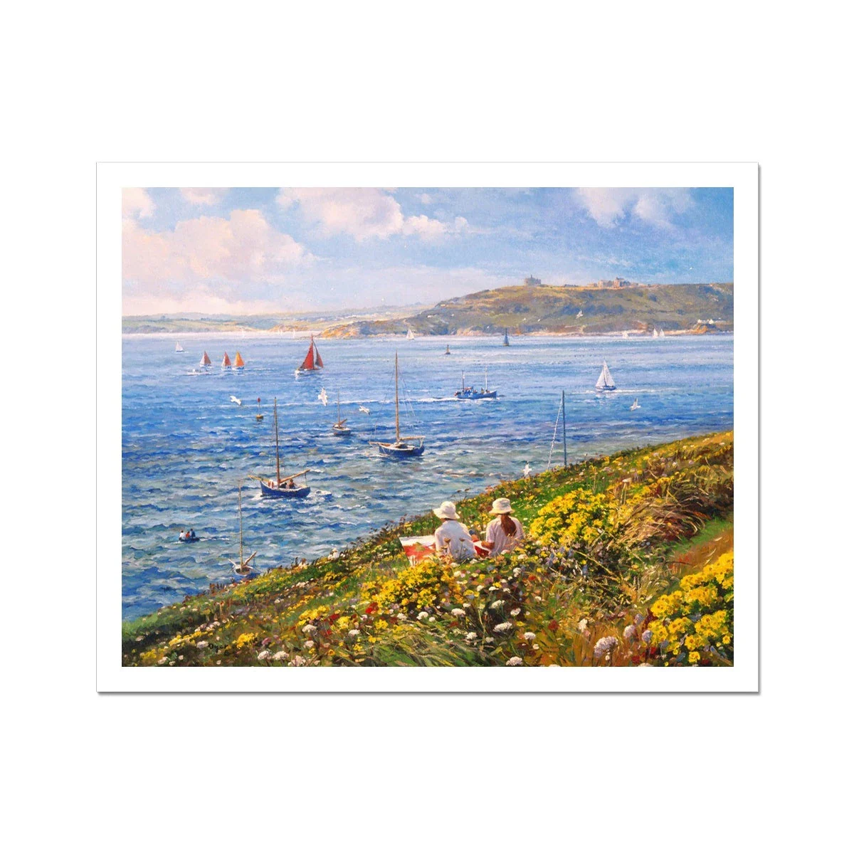 Ted Dyer Fine Art Print. Open Edition Cornish Art Print. 'Painting on the Cliffs'. Cornwall Art Gallery
