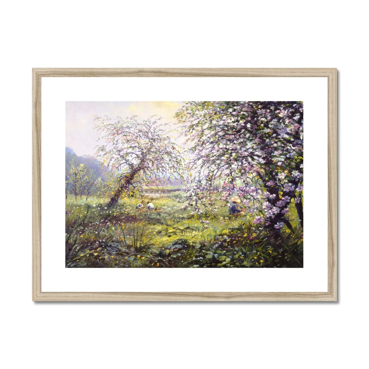 Ted Dyer Framed Open Edition Cornish Fine Art Print. 'Playing in the Apple Orchard'. Cornwall Art Gallery - Image 3