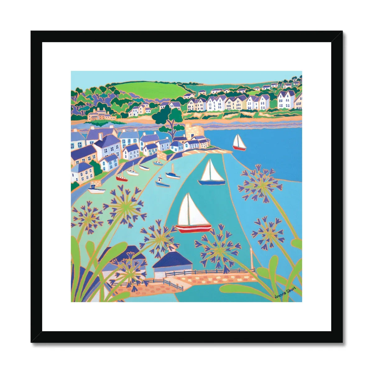 Joanne Short Framed Open Edition Cornish Fine Art Print. 'View across the River Fowey, Polruan'. Cornwall Art Gallery - Image 2