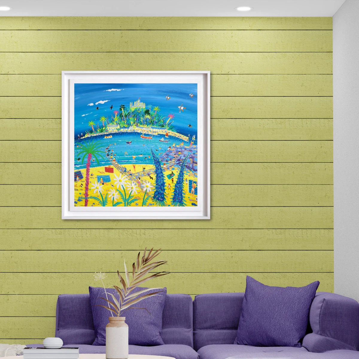 'Racing the Tide, St Michael’s Mount', 30 x 30 inches acrylic on canvas. Cornish Coastal painting by Cornish Artist John Dyer - Image 3