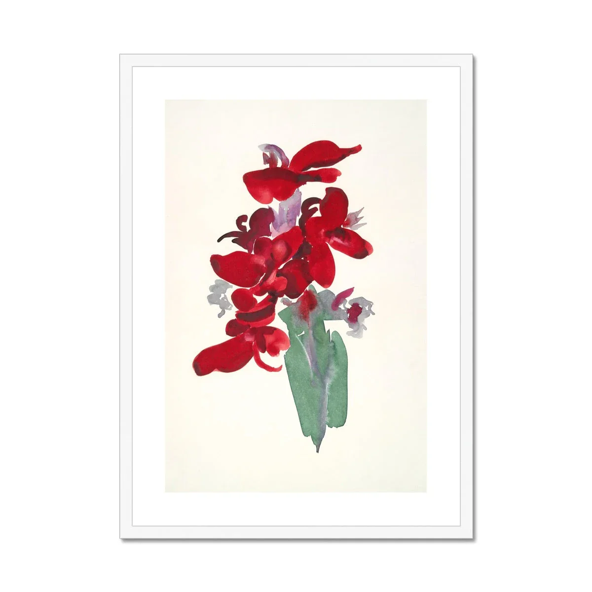 'Red Canna' Flower print by Georgia O’Keeffe. Framed Open Edition Garden Fine Art Print. Historic Art