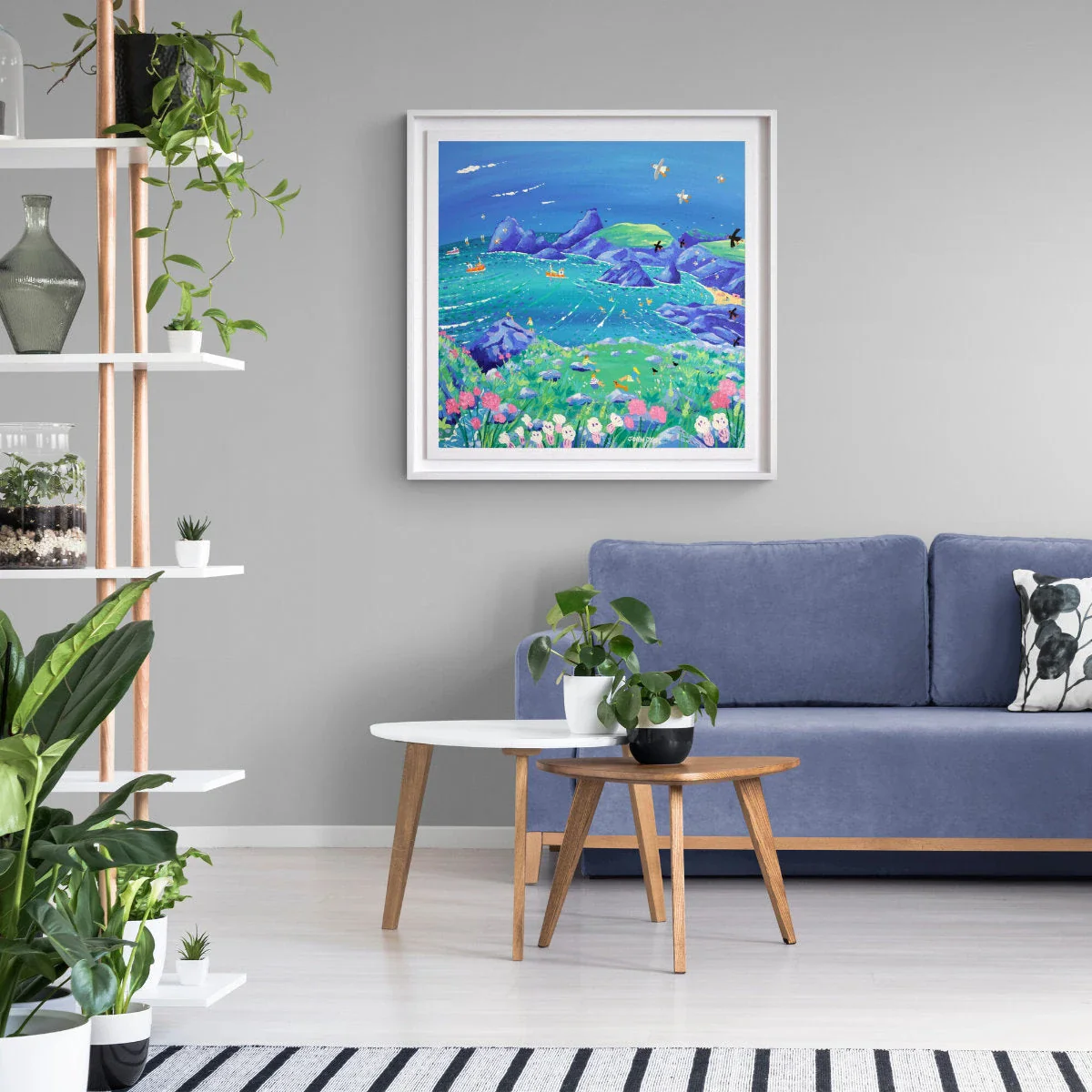 'Relaxing on the Cliffs, Kynance Cove', 30 x 30 inches acrylic on canvas. Cornish Coastal painting by Cornish Artist John Dyer - Image 3