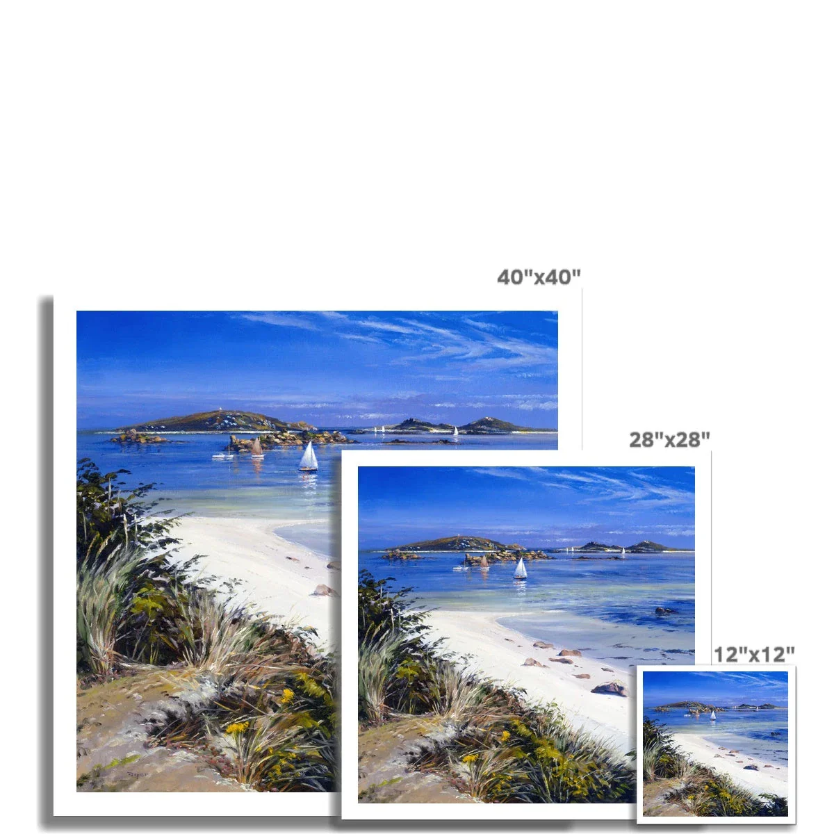 Ted Dyer Fine Art Beach Print. Open Edition Cornish Art Print. 'Sailing around the Islands, Tresco'. Cornwall Art Gallery - Image 3
