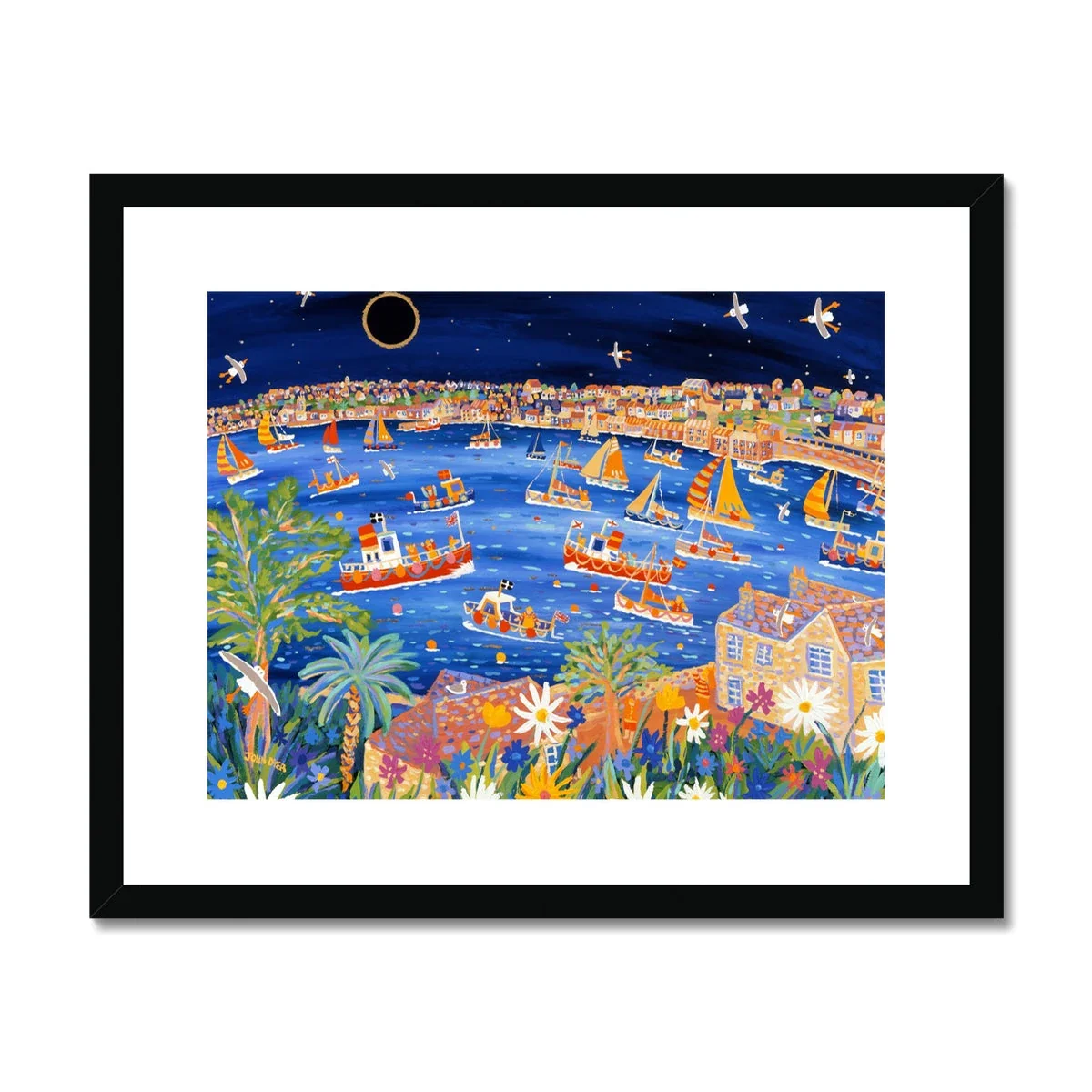 John Dyer Framed Open Edition Cornish Art Print. 'Sailing Beneath the Eclipse, Falmouth, Cornwall'. - Image 4
