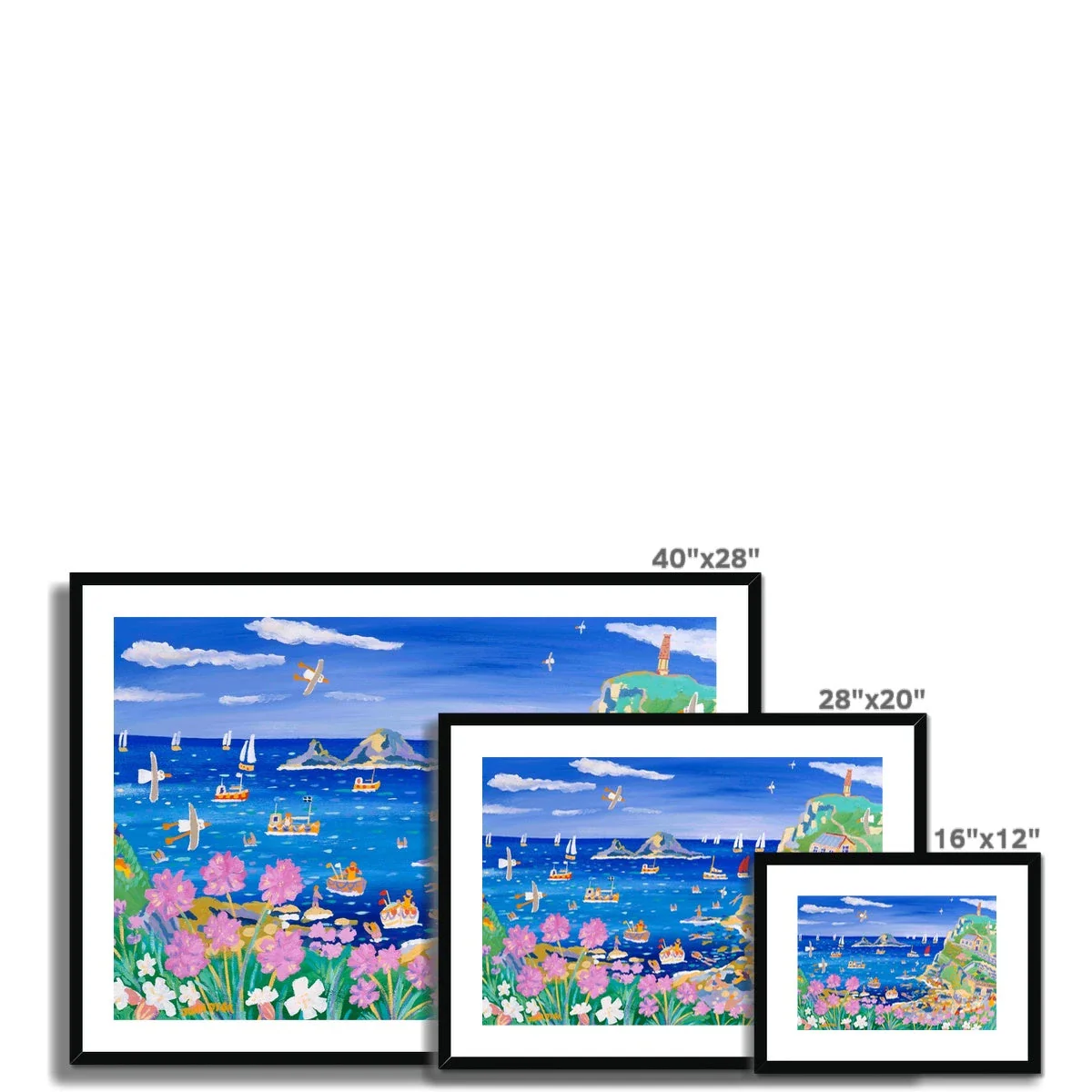 John Dyer Framed Open Edition Cornish Fine Art Print. 'Sea Pinks at Cape Cornwall'. Cornwall Art Gallery - Image 11