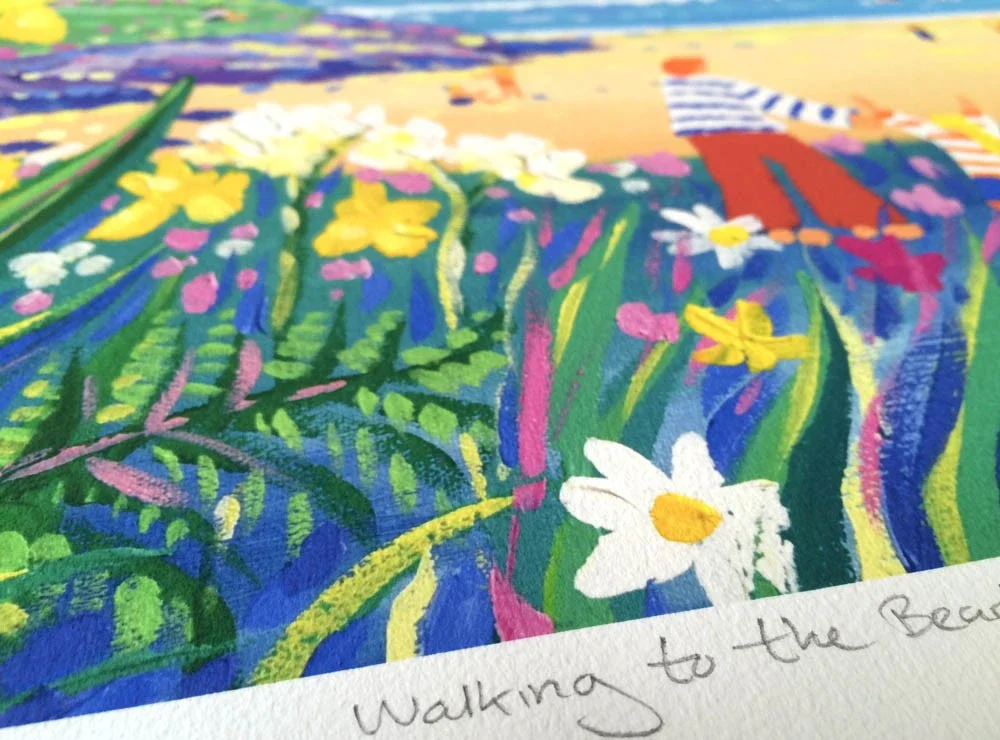 Signed Limited Edition Print by Cornish Artist John Dyer. 'Walking to the Beach, Polly Joke'. Cornwall Art Gallery Print - Image 5