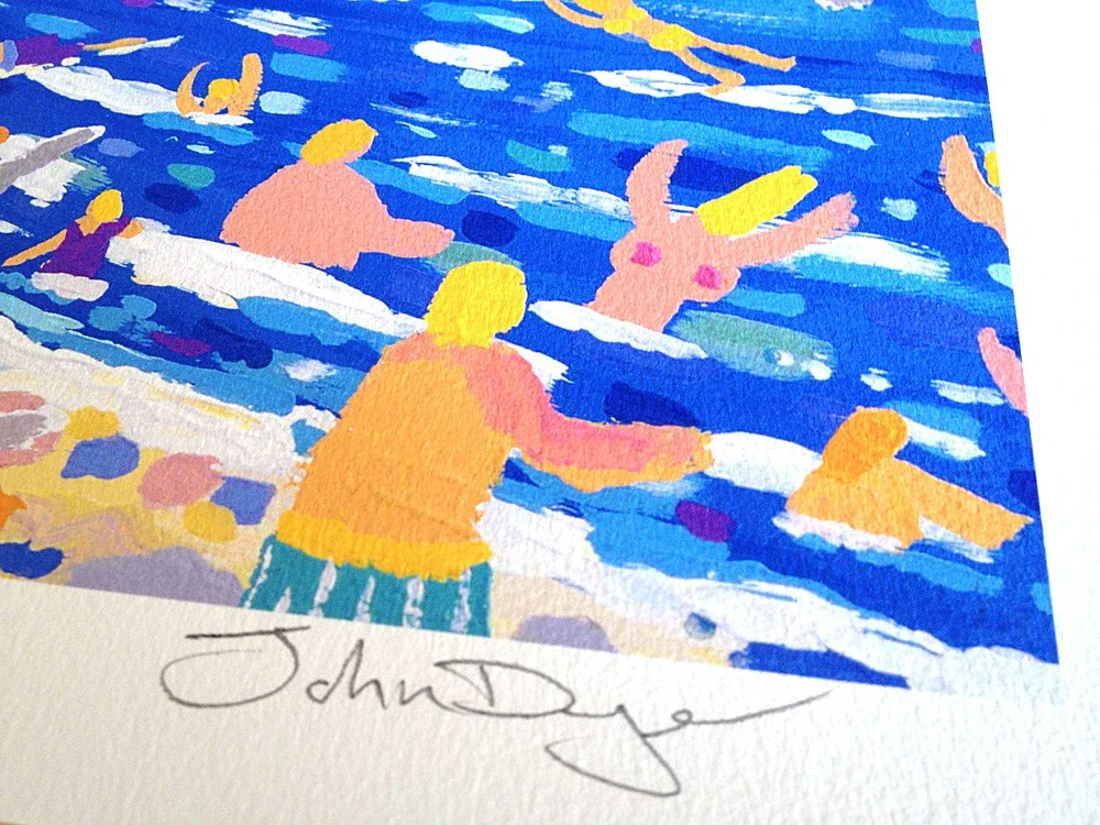 Limited Edition Print by Cornish Artist John Dyer. 'Fun on the Beach, Gyllyngvase, Falmouth'. Cornwall Art Gallery Print - Image 3