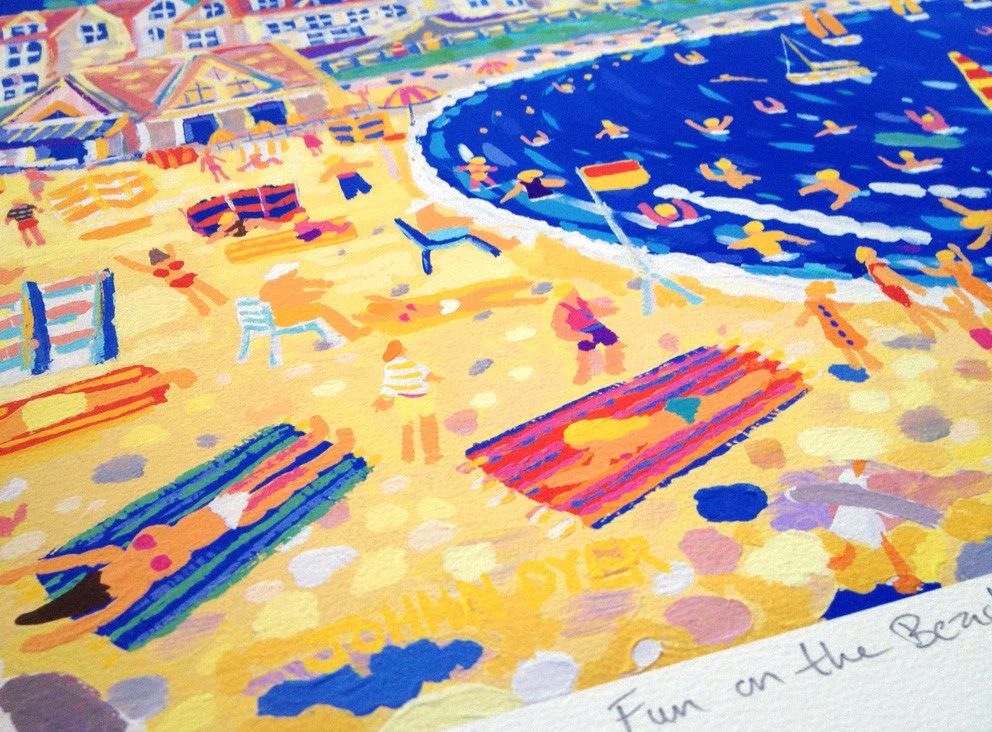 Limited Edition Print by Cornish Artist John Dyer. 'Fun on the Beach, Gyllyngvase, Falmouth'. Cornwall Art Gallery Print - Image 4