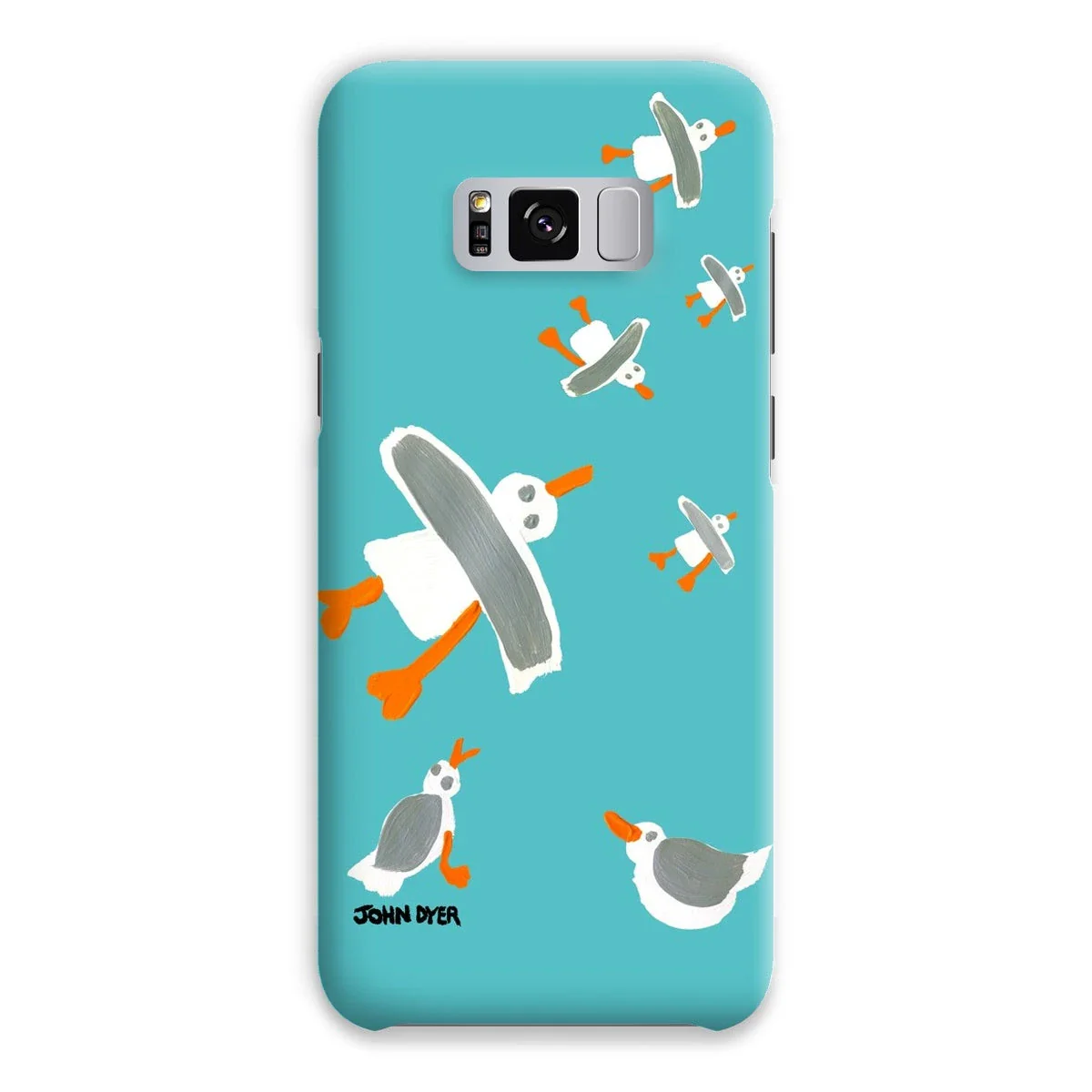 Snap Art Phone Case. Cornish Seagulls - Teal Colour. Artist John Dyer. Cornwall Art Gallery - Image 13